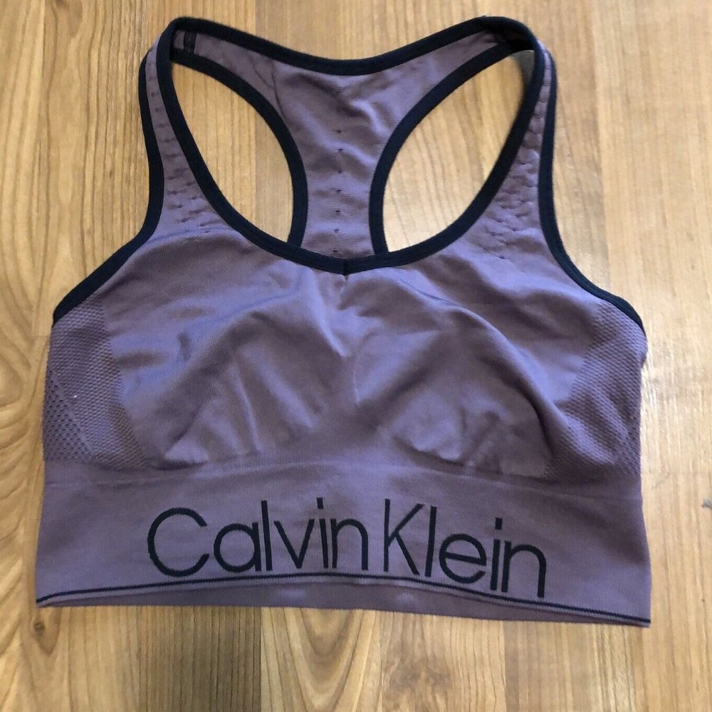 CALVIN KLEIN PERFORMANCE BRA PURPLE AND BLACK SIZE MEDIUM PREOWNED LADIES